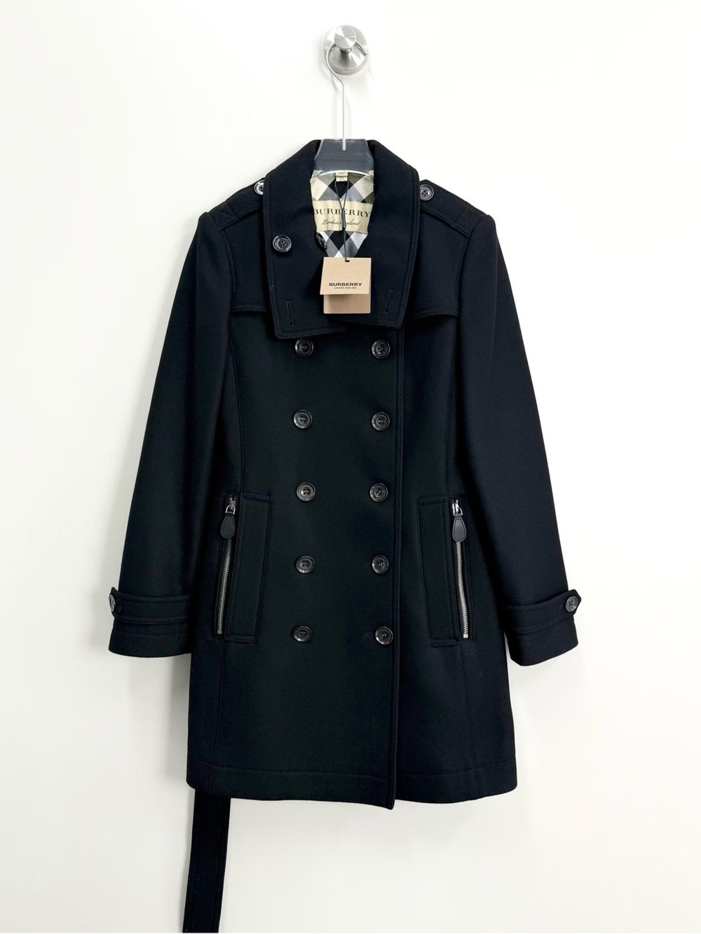 Burberry Black Double-Breasted Pea Coat
